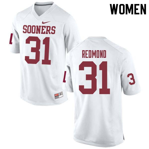 Women #31 Jalen Redmond Oklahoma Sooners College Football Jerseys Sale-White